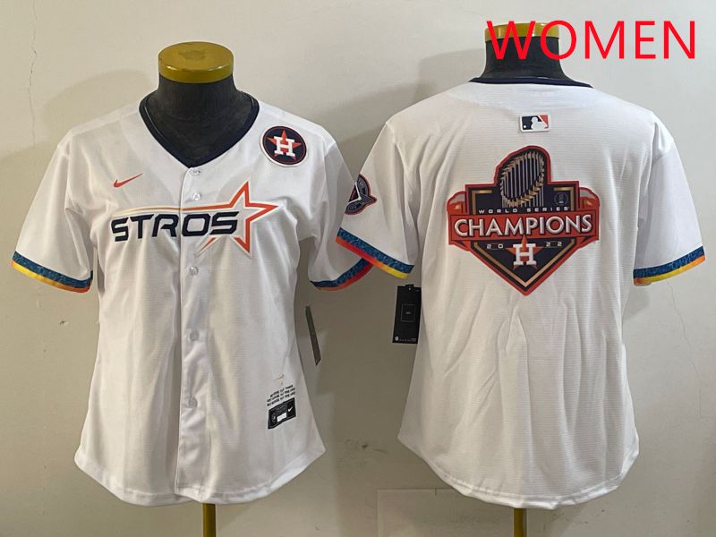 Women Houston Astros Blank White Fourth generation Joint Name 2025 Nike MLB Jersey style 19->women mlb jersey->Women Jersey